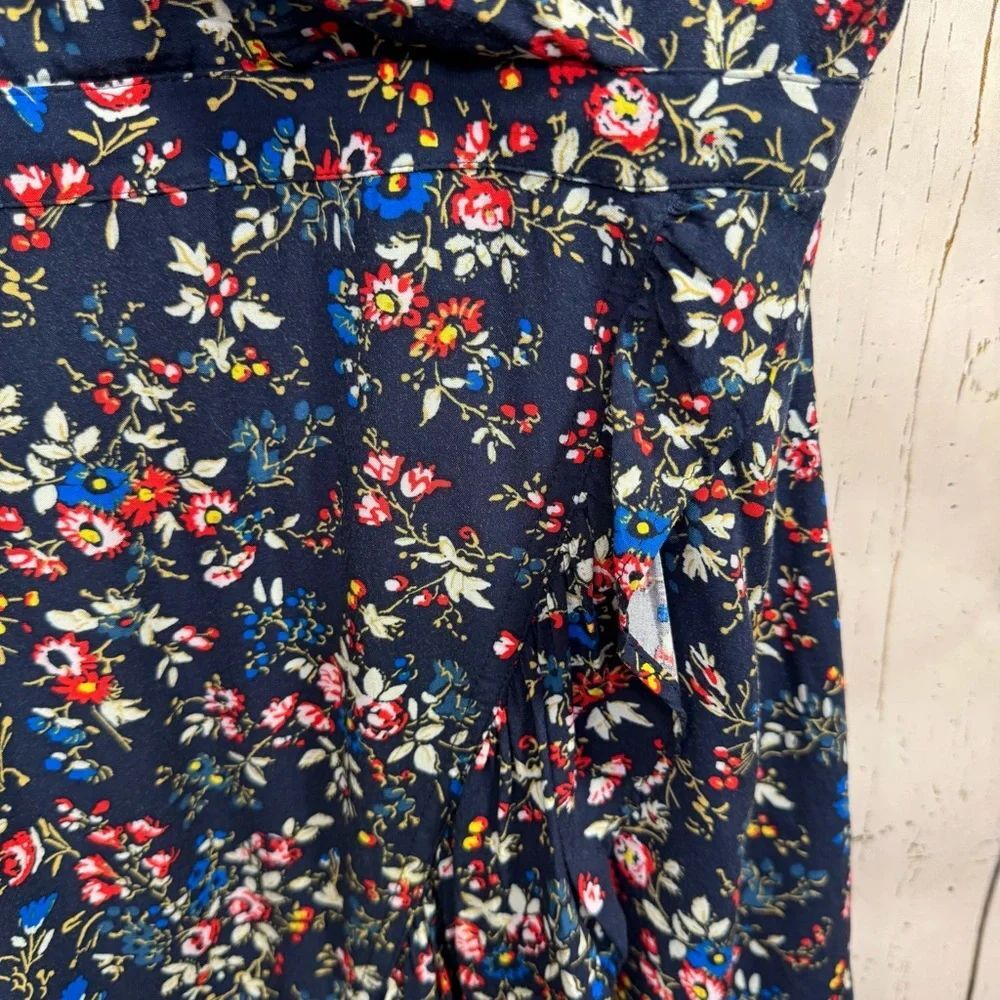 J.Crew Navy Floral Ruffle Mini Dress Romantic Cottagecore Soft Feminine - Picture 8 of 16